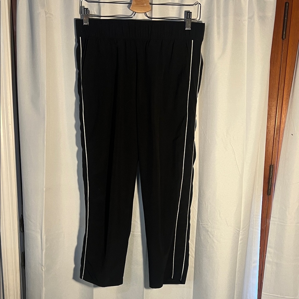 Talbots Black Joggers with White Stripes